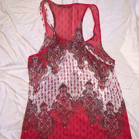 Red, white and brown sheer tank - Picture 2 of 4